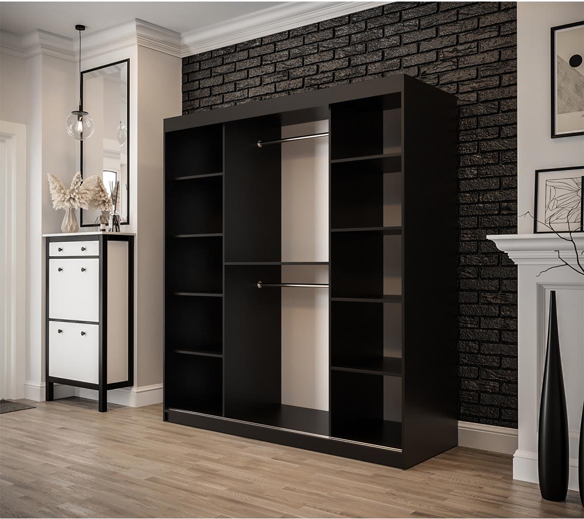 Old Wood ormar/ogledalo 2 vrata T2 180x62x200 cm rustik drvo/crni