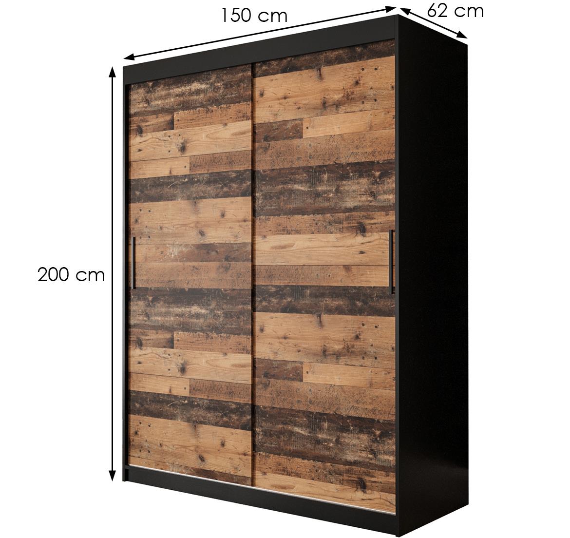 Old Wood ormar T 2 vrata 150x62x200 cm rustik drvo/crni