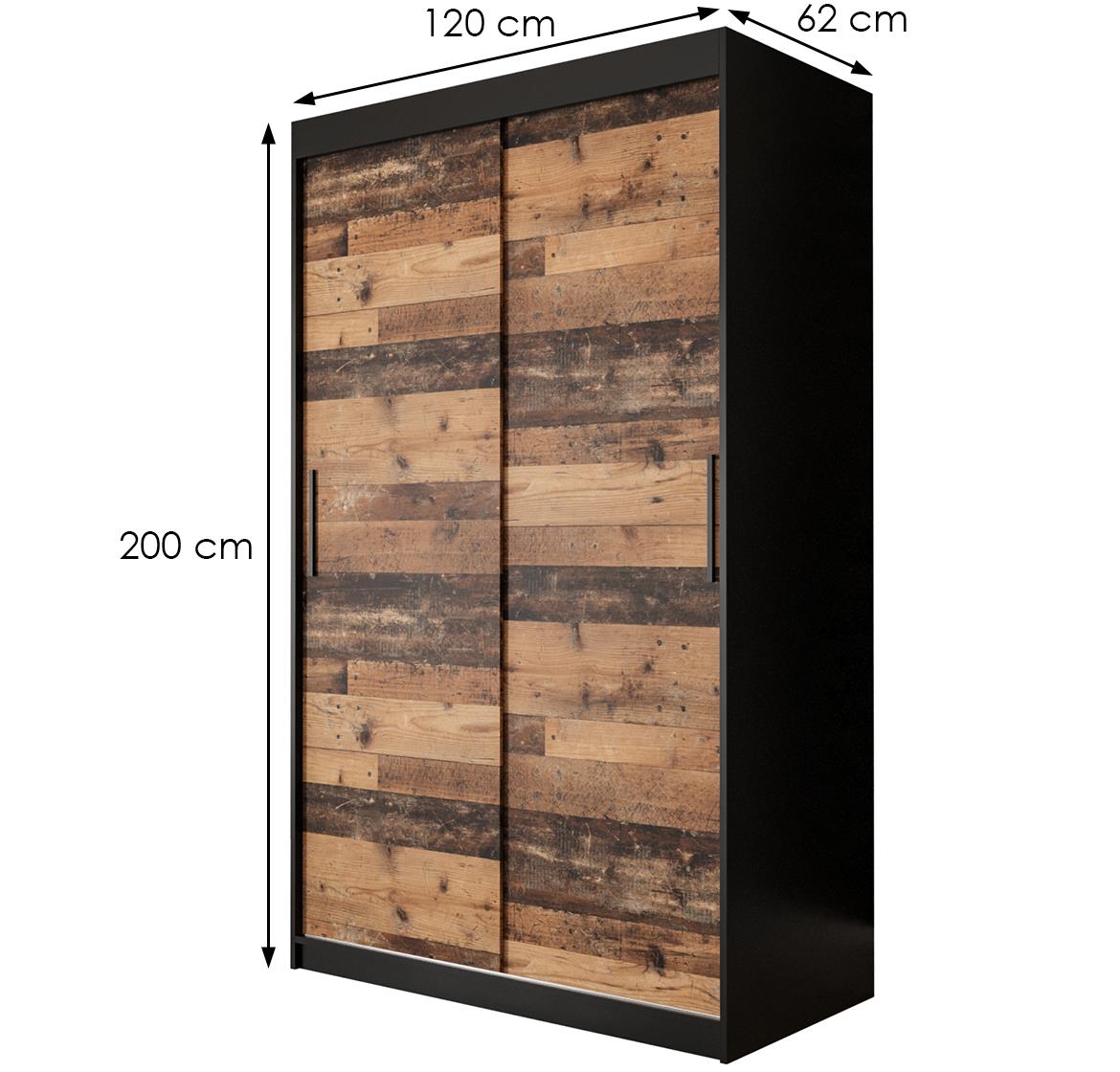 Old Wood ormar T 2 vrata 120x62x200 cm rustik drvo/crni