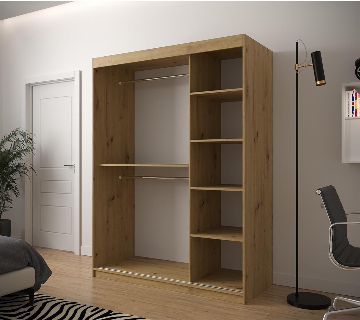 Hexagon ormar/ogledalo 2 vrata 150x62x250 cm natur (artisan hrast)