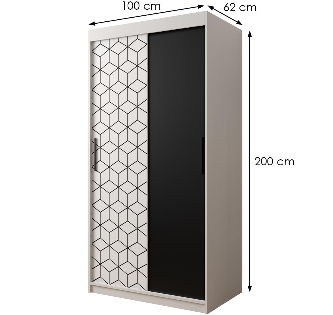 Hexagon ormar 2 vrata 100x62x200 cm crno/beli