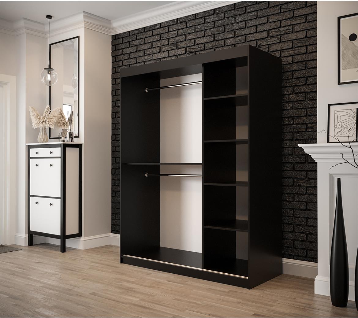 Old Wood ormar/ogledalo 2 vrata T2 100x62x200 cm rustik drvo/crni