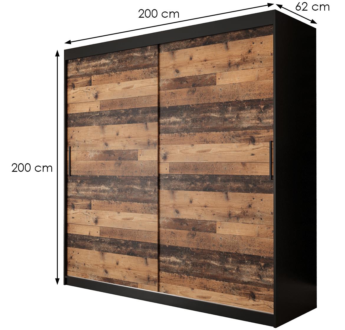 Old Wood ormar T 2 vrata 200x62x200 cm rustik drvo/crni