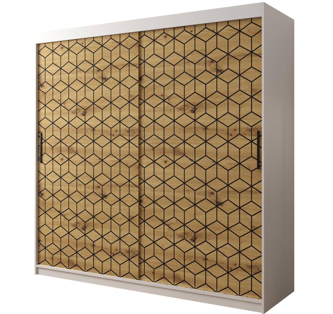 Hexagon ormar 2 vrata 200x62x200 cm natur (artisan hrast)/beli