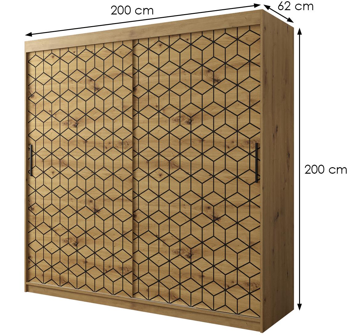 Hexagon ormar 2 vrata 200x62x200 cm natur (artisan hrast)