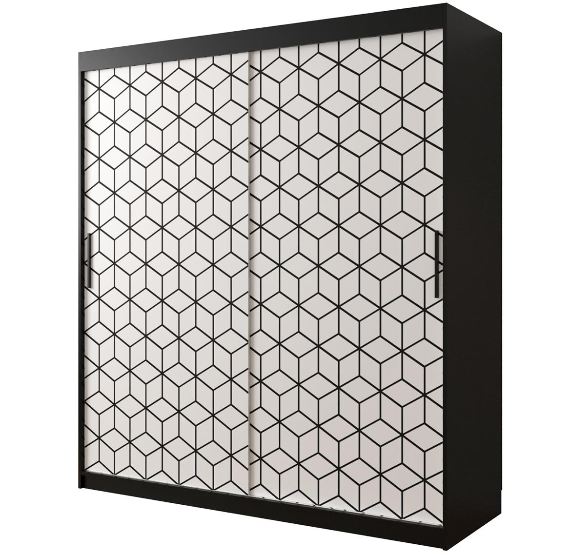 Hexagon ormar 2 vrata 180x62x200 cm crno/beli