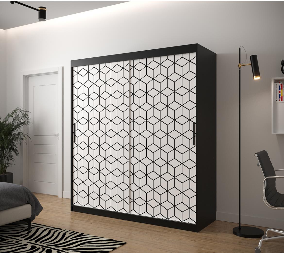 Hexagon ormar 2 vrata 180x62x200 cm crno/beli