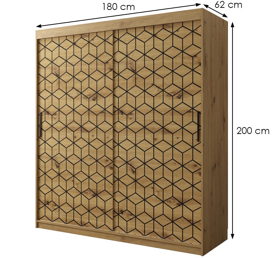 Hexagon ormar 2 vrata 180x62x200 cm natur (artisan hrast)