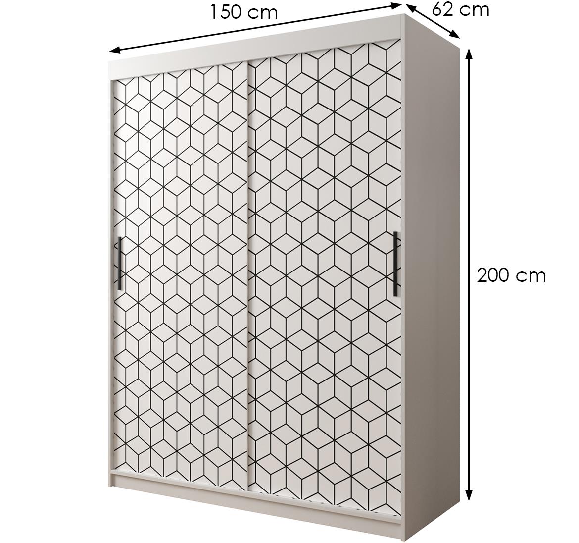 Hexagon ormar 2 vrata 150x62x200 cm beli