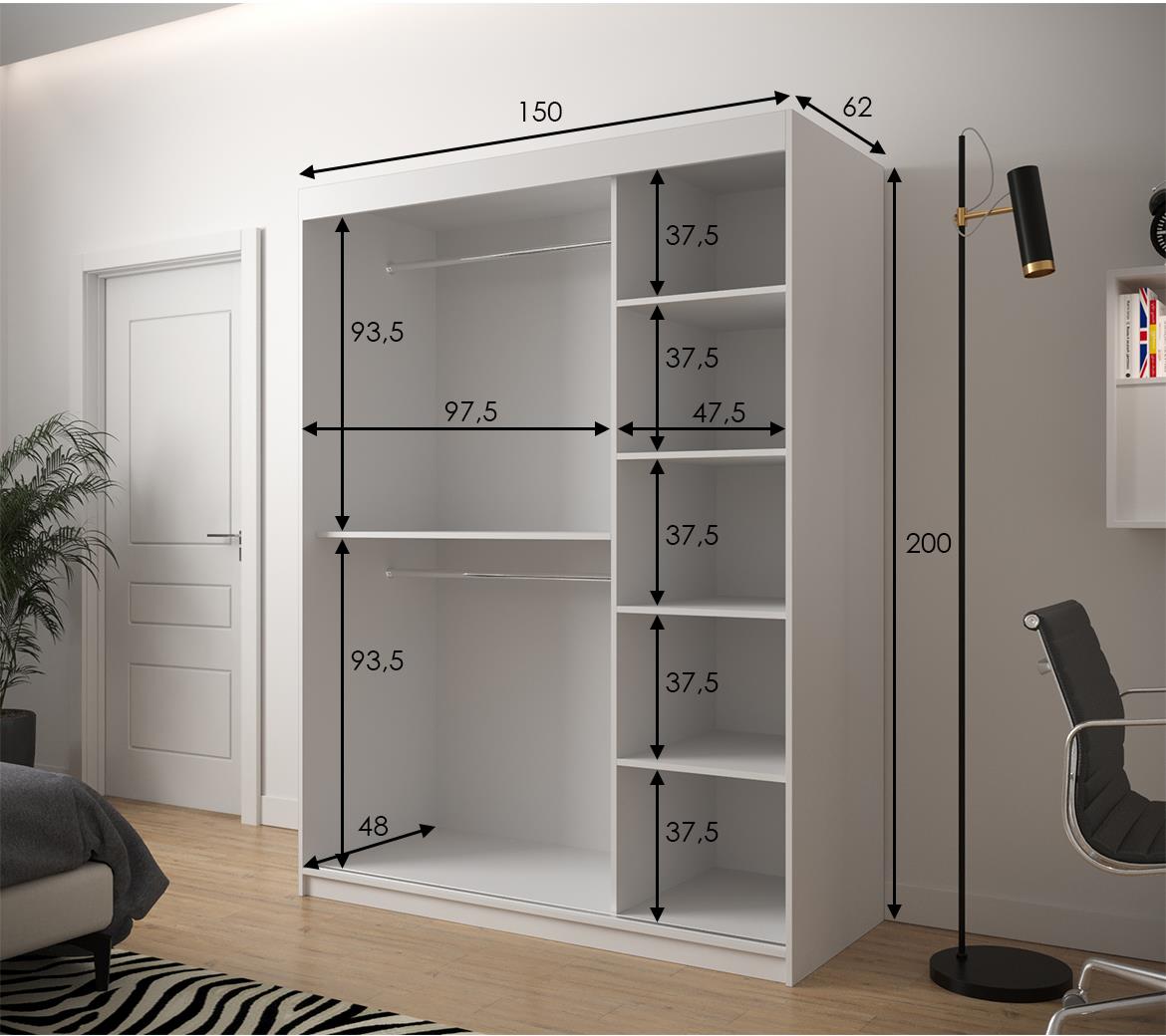 Hexagon ormar 2 vrata 150x62x200 cm beli
