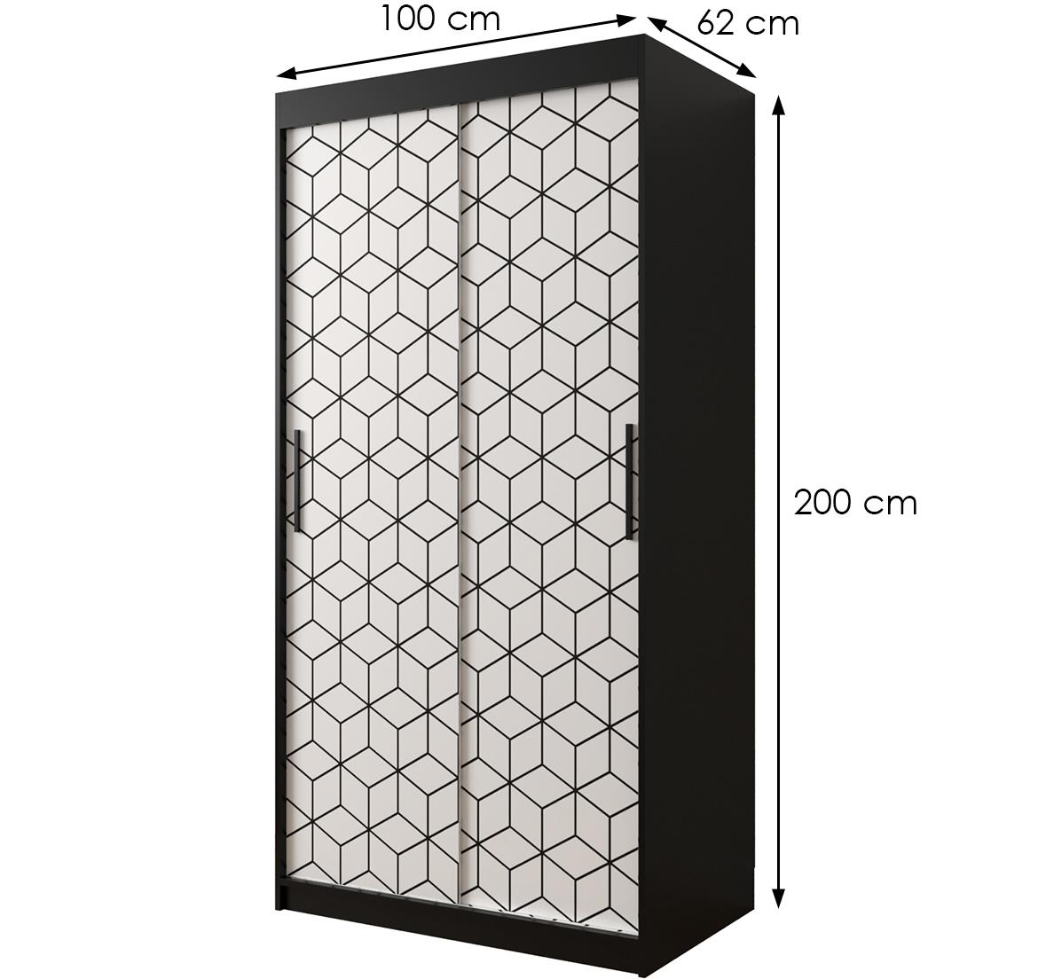 Hexagon ormar 2 vrata 100x62x200 cm crno/beli