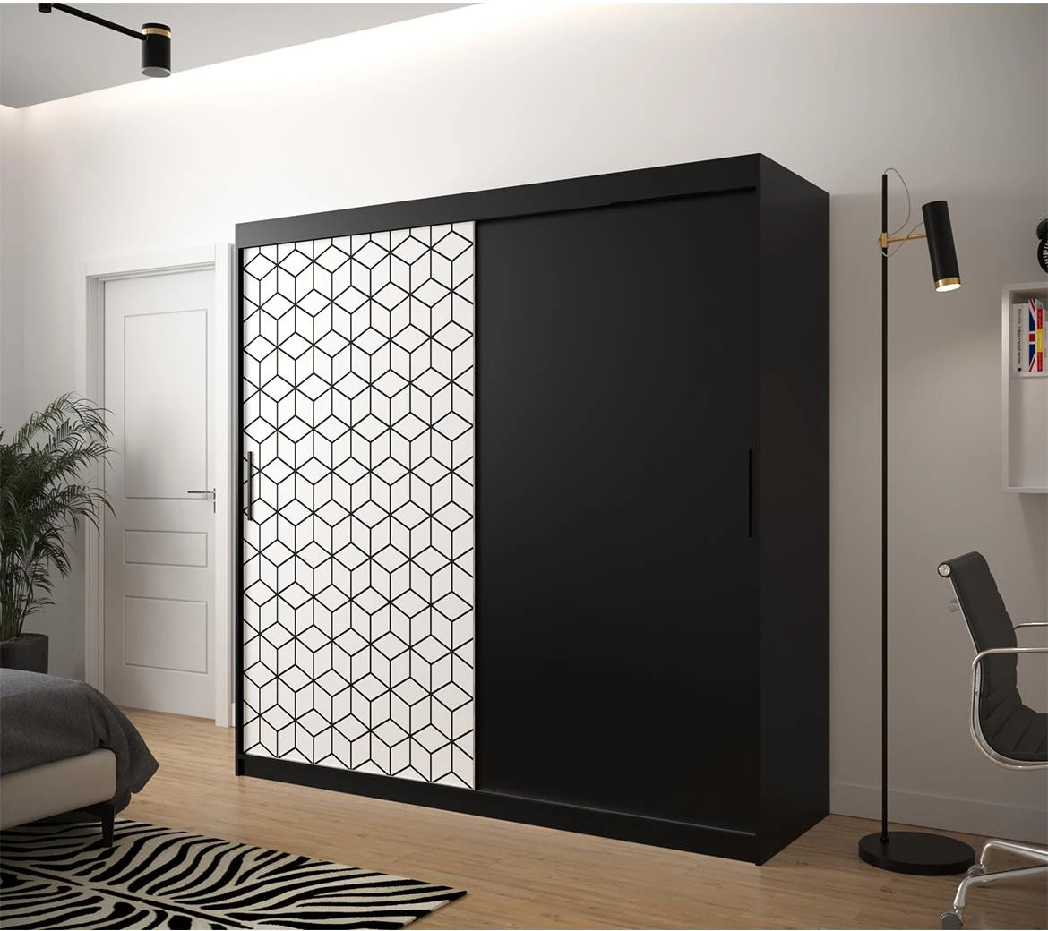 Hexagon ormar 2 vrata 200x62x200 cm crno/beli