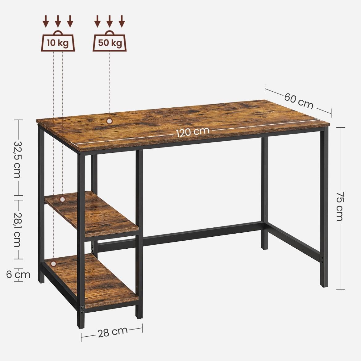 Radni stol lwd47x 120x60x75 cm stari hrast/crni metal