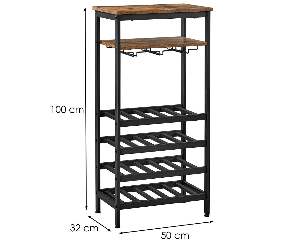 Polica lwr020b01 50x32x100 cm stari hrast/crni metal