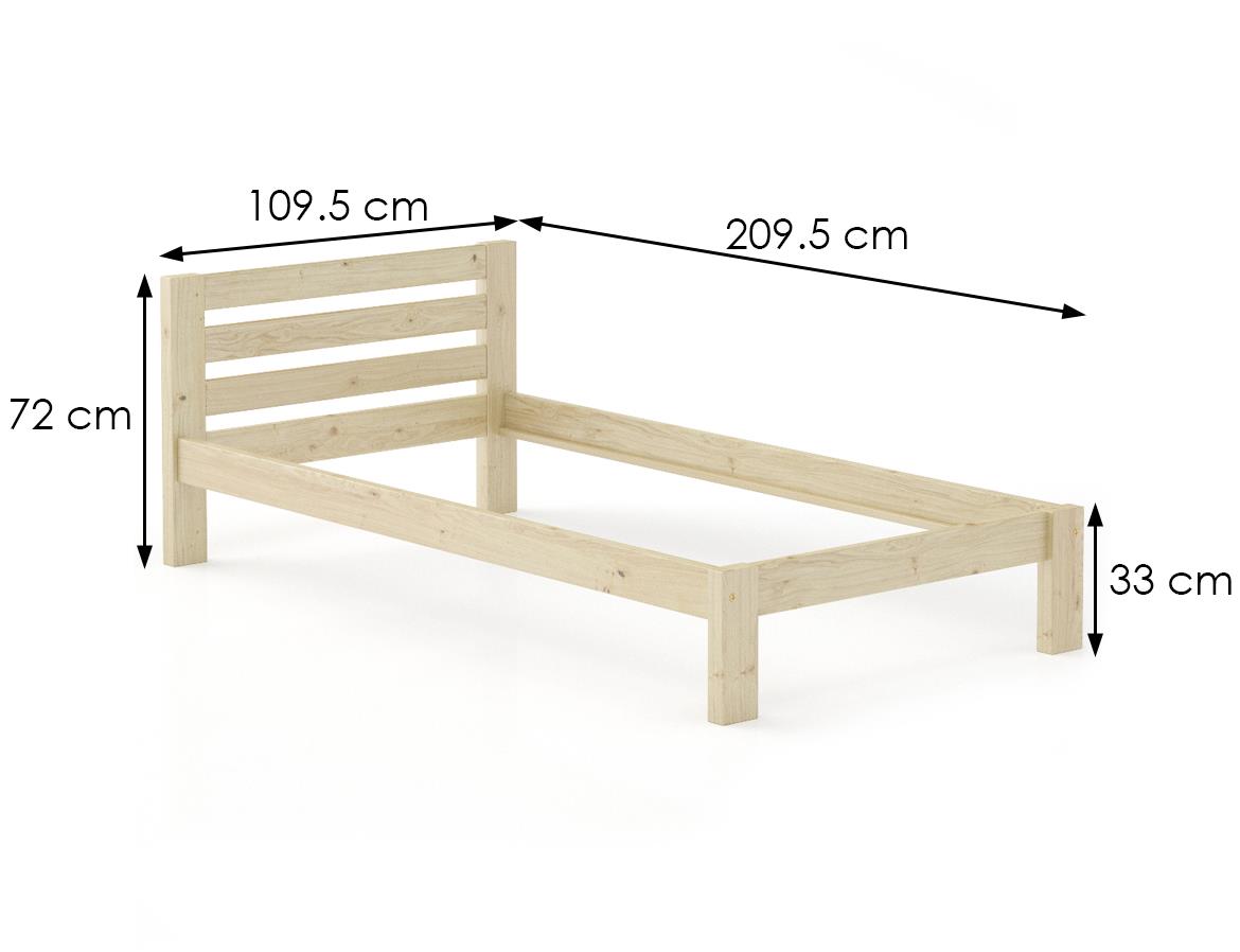 Drveni krevet LK127 109,5x209,5x72 cm natur