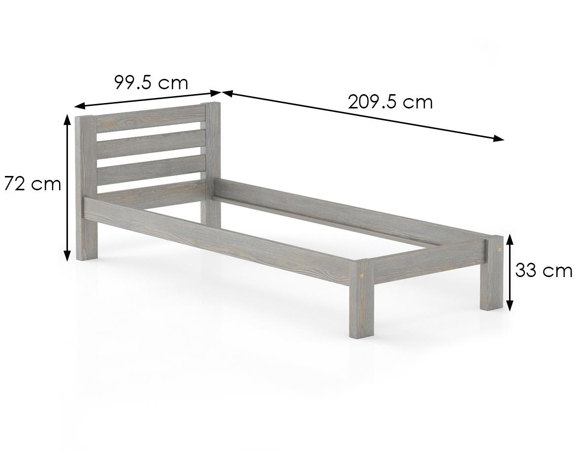 Drveni krevet LK127 99,5x209,5x72 cm sivi