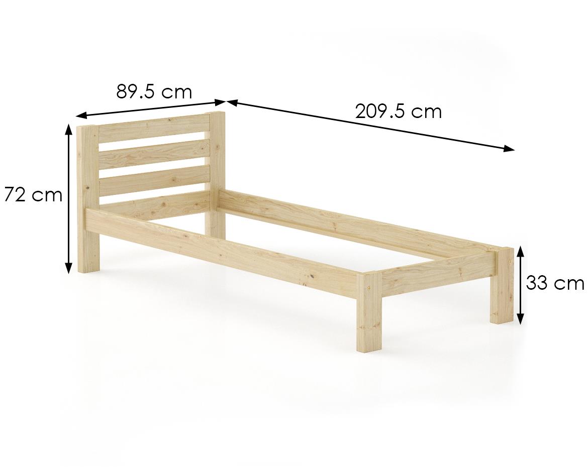 Drveni krevet LK127 89,5x209,5x72 cm natur