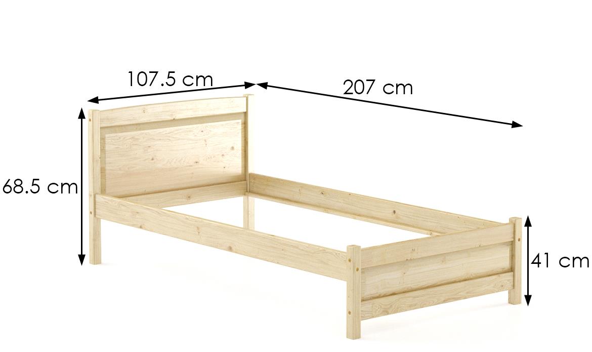 Drveni krevet LK125 107,5x207x68,5 cm natur