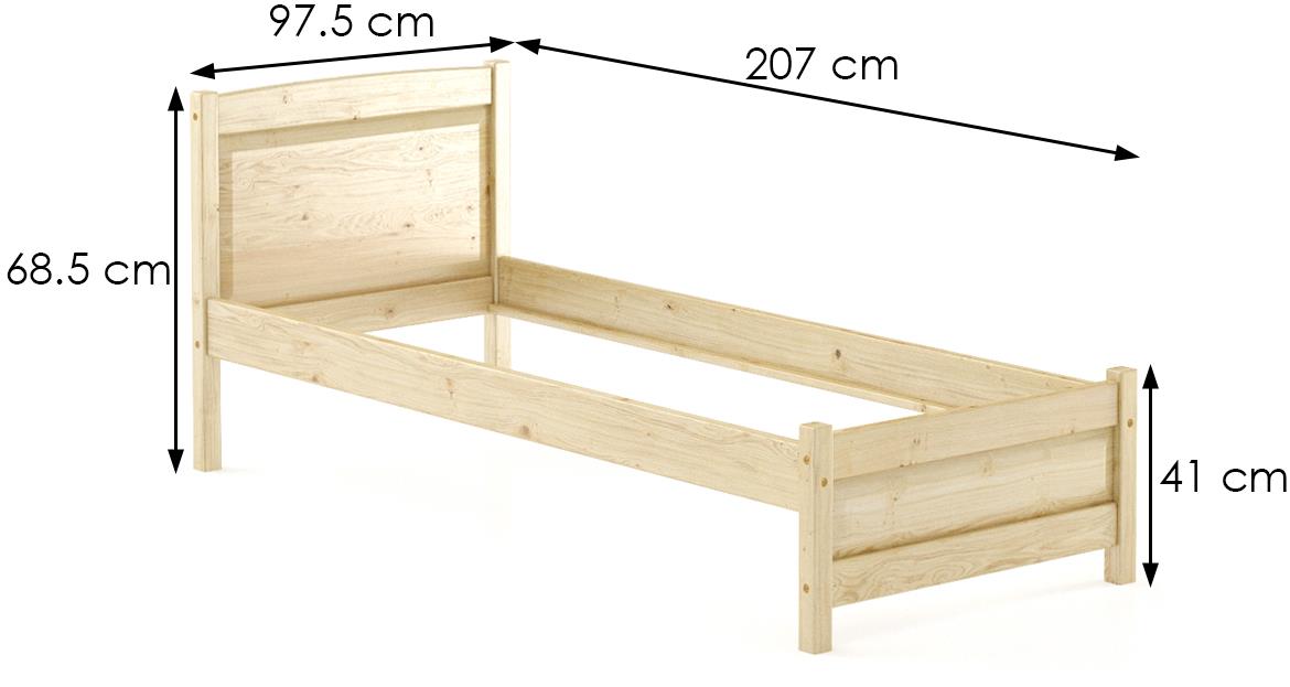 Drveni krevet LK125 97,5x207x68,5 cm natur