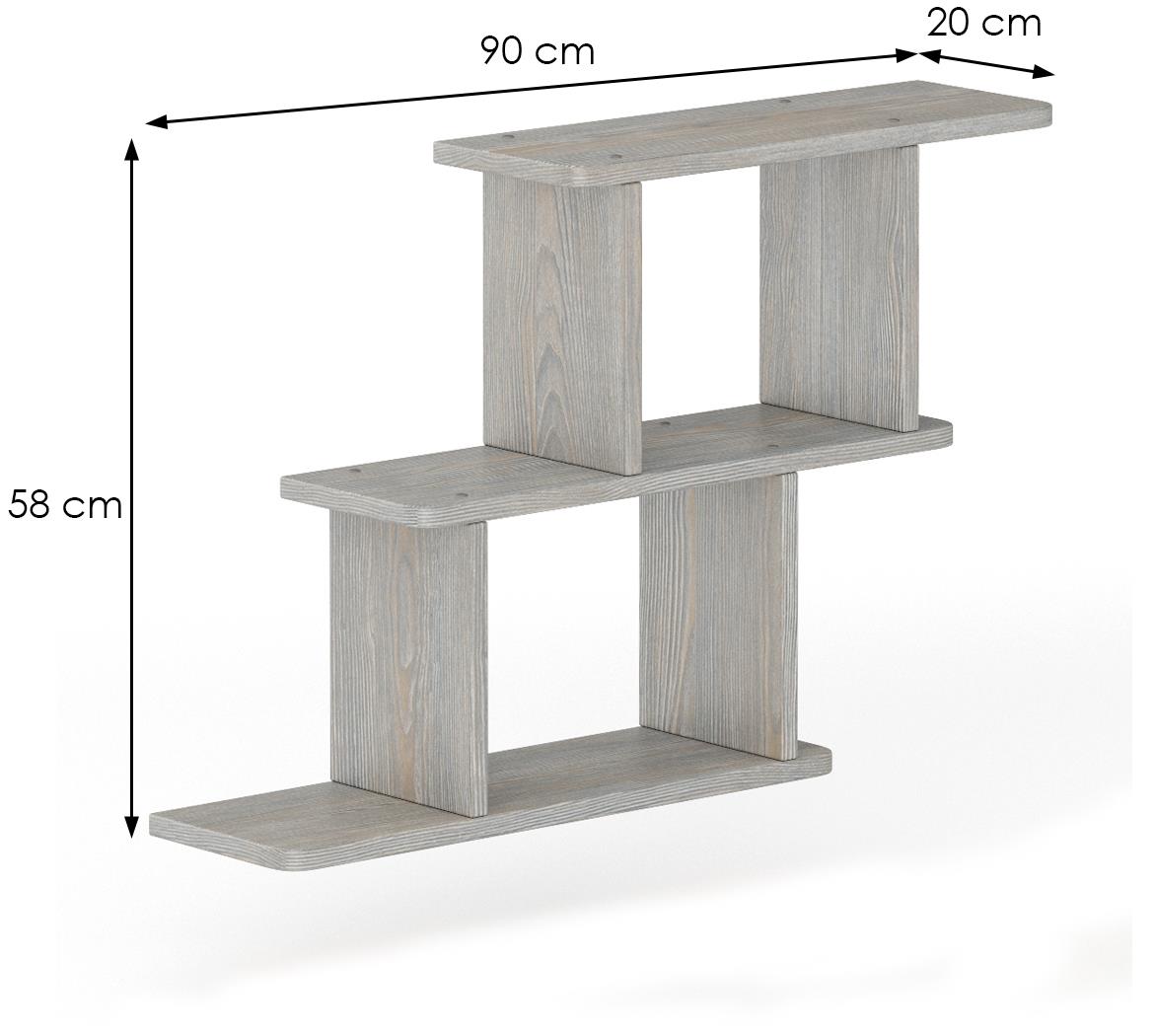 Drvena zidna polica PK105 90x20x58 cm siva