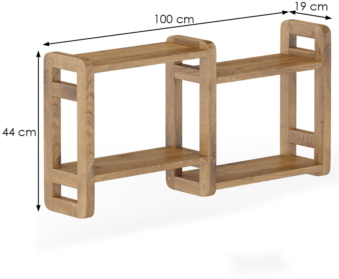 Drvena zidna polica PK104 100x19x44 cm hrast