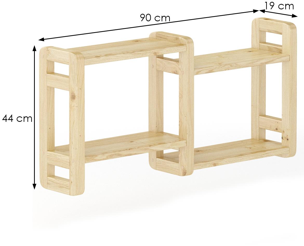 Drvena zidna polica PK104 90x19x44 cm natur