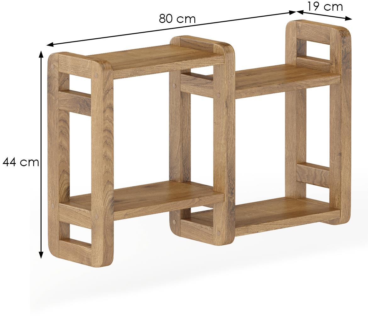 Drvena zidna polica PK104 80x19x44 cm hrast