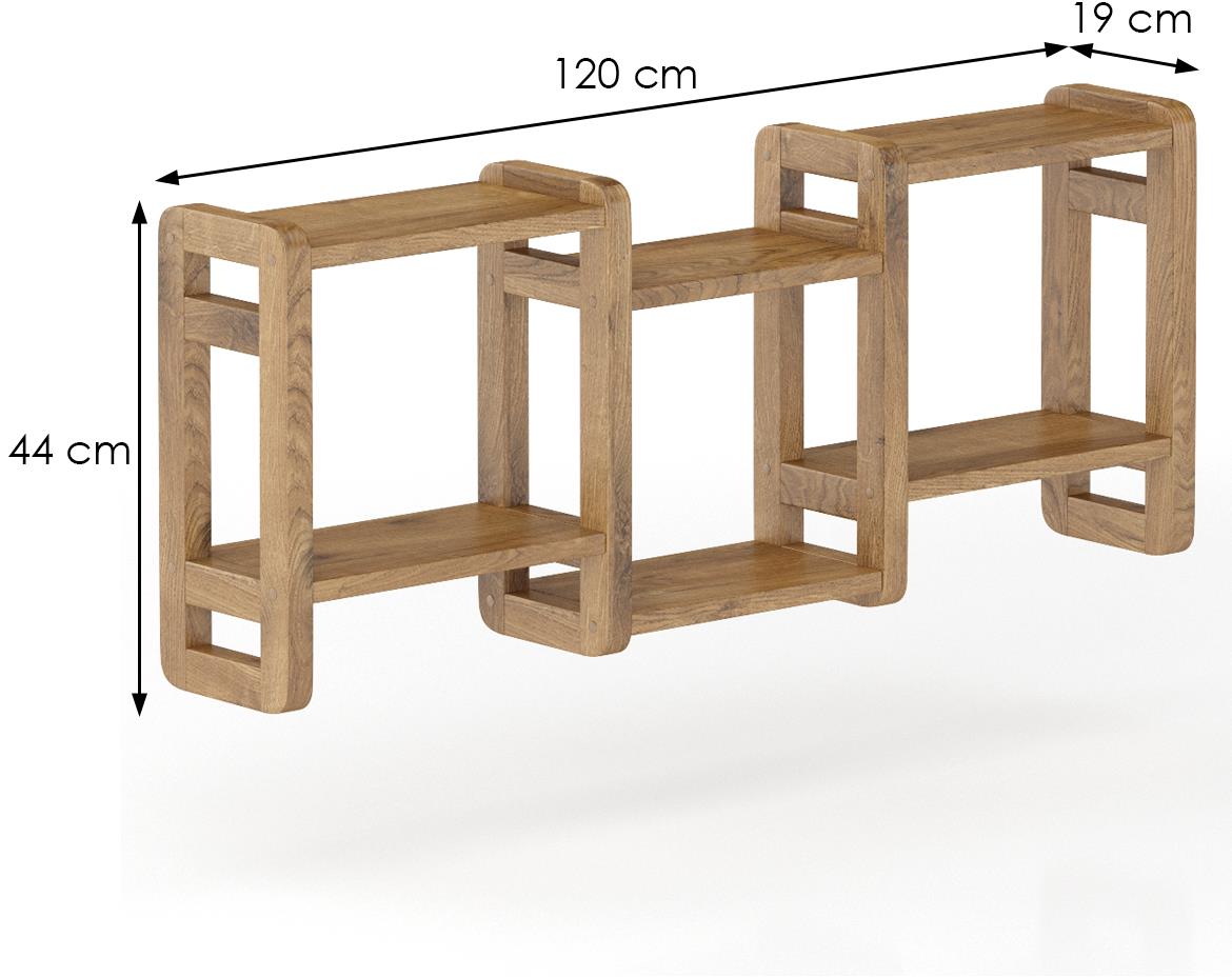 Drvena zidna polica PK103 120x19x44 cm hrast