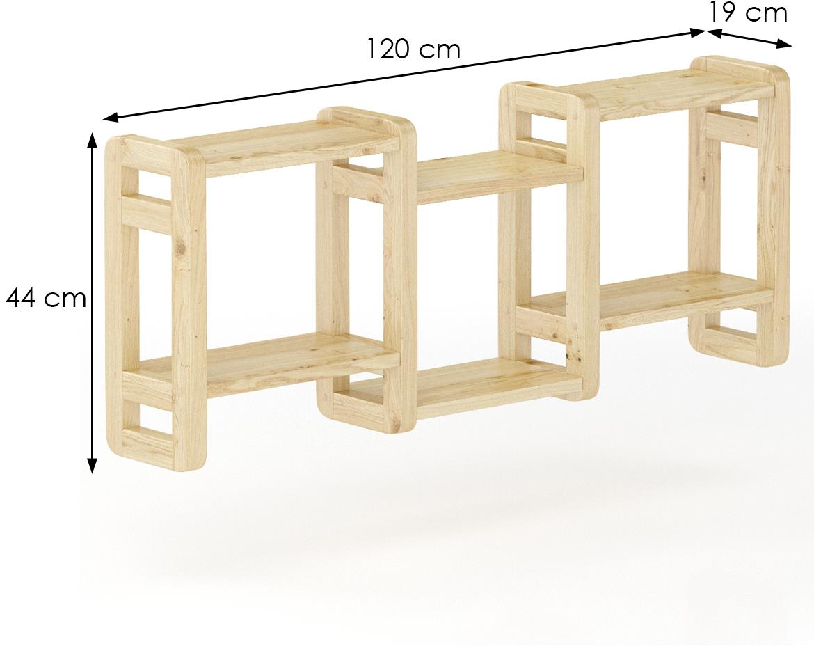 Drvena zidna polica PK103 120x19x44 cm natur