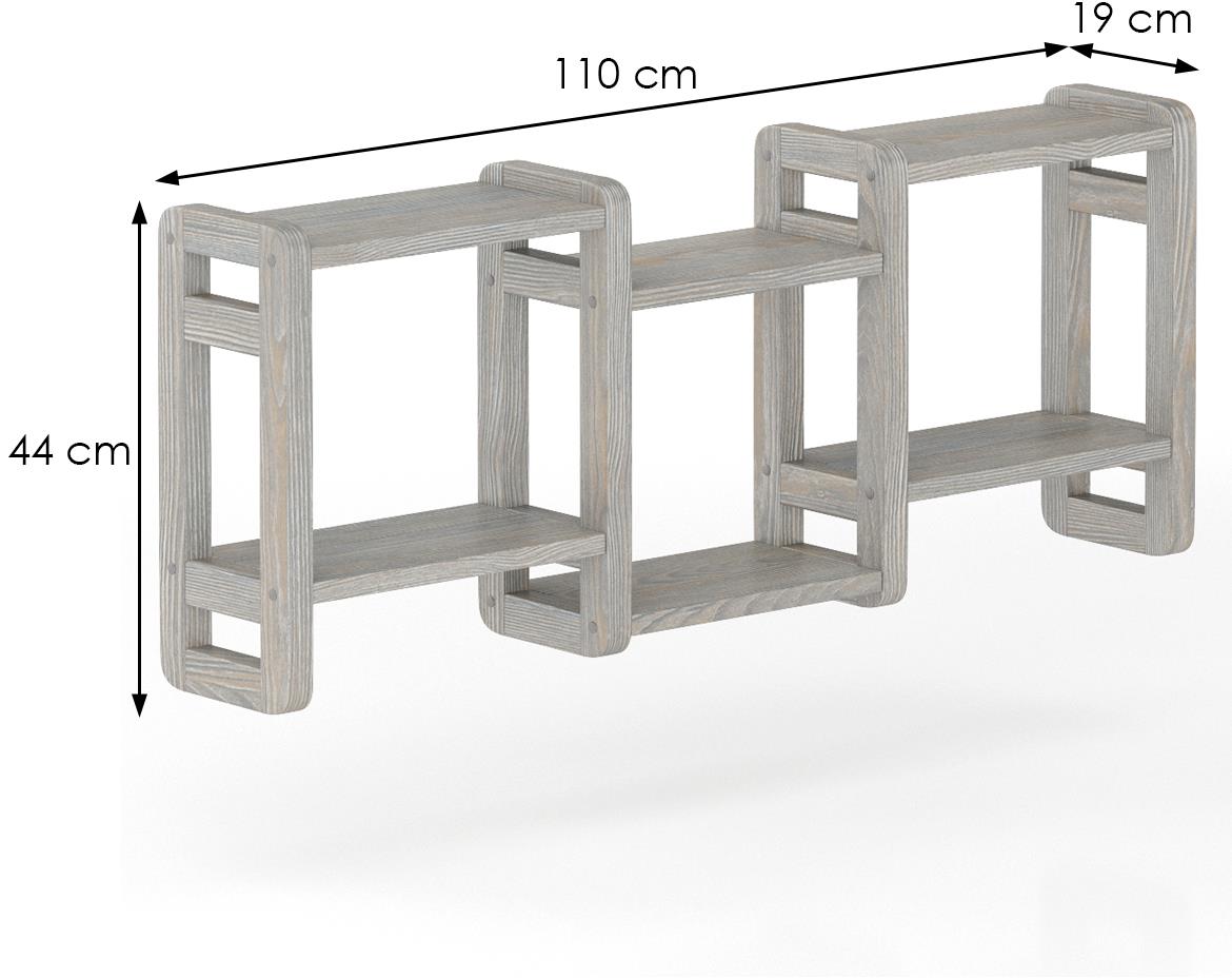 Drvena zidna polica PK103 110x19x44 cm siva