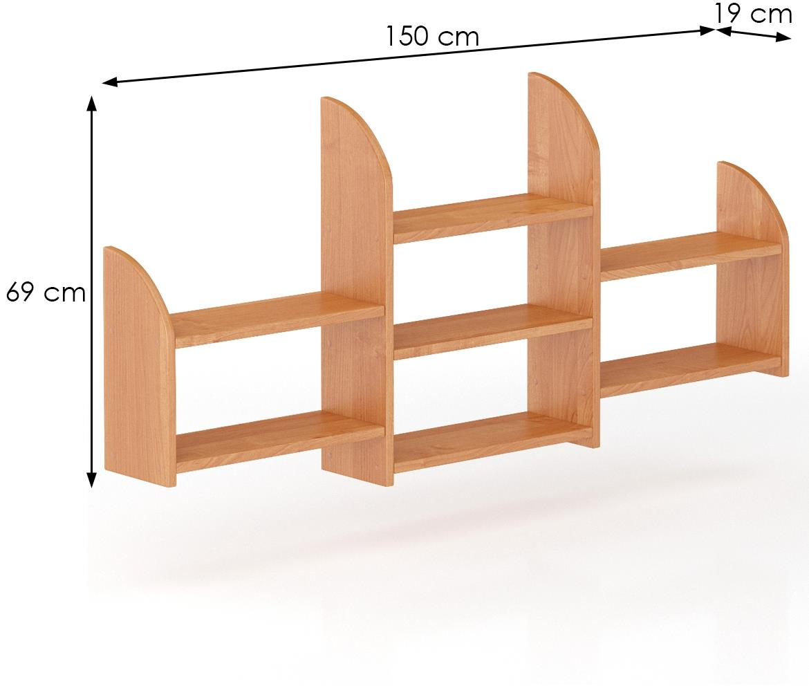 Drvena zidna polica PK102 150x19x69 cm bukva