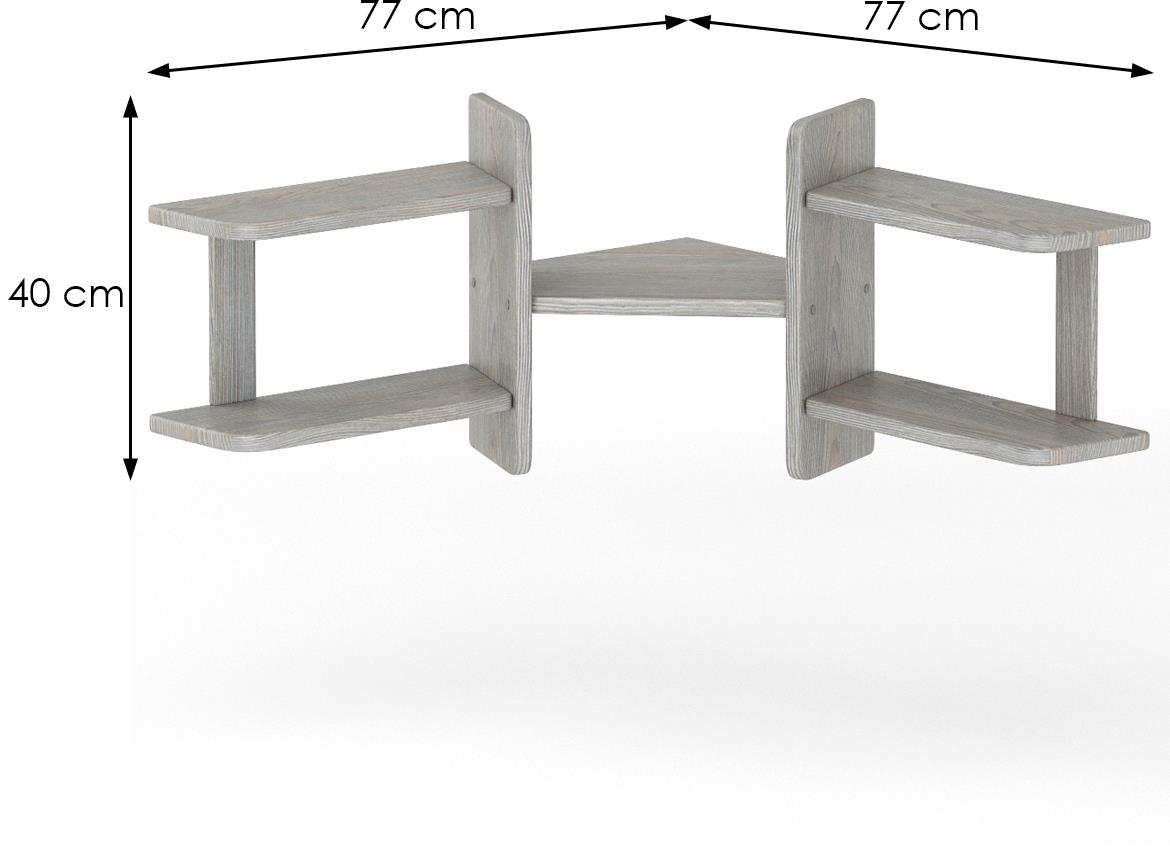 Drvena zidna polica PK131 77x77x40 cm siva