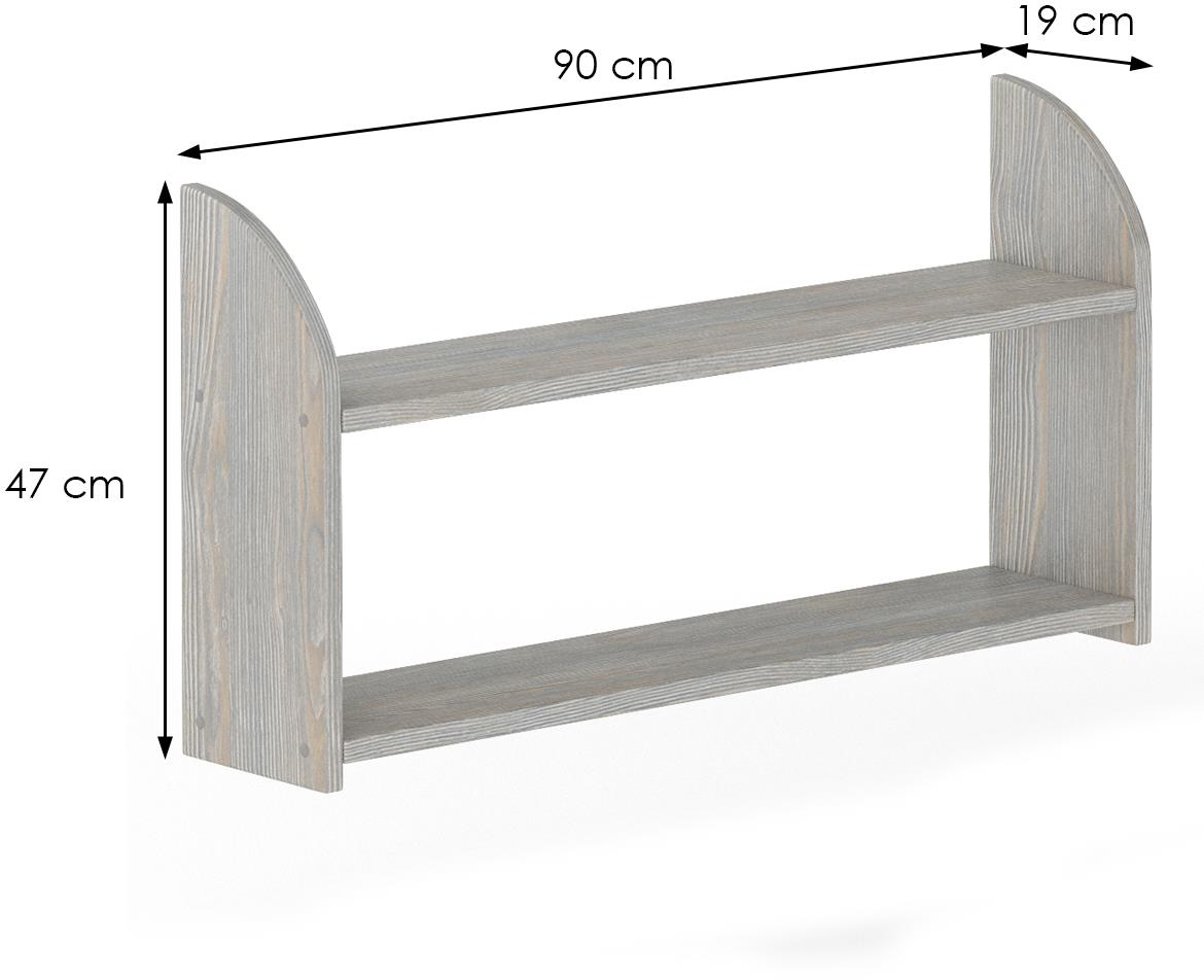 Drvena zidna polica PK110 90x19x47 cm siva