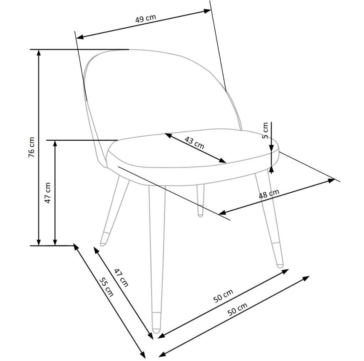 Stolica K315 50x55x76 cm zelena/crni metal