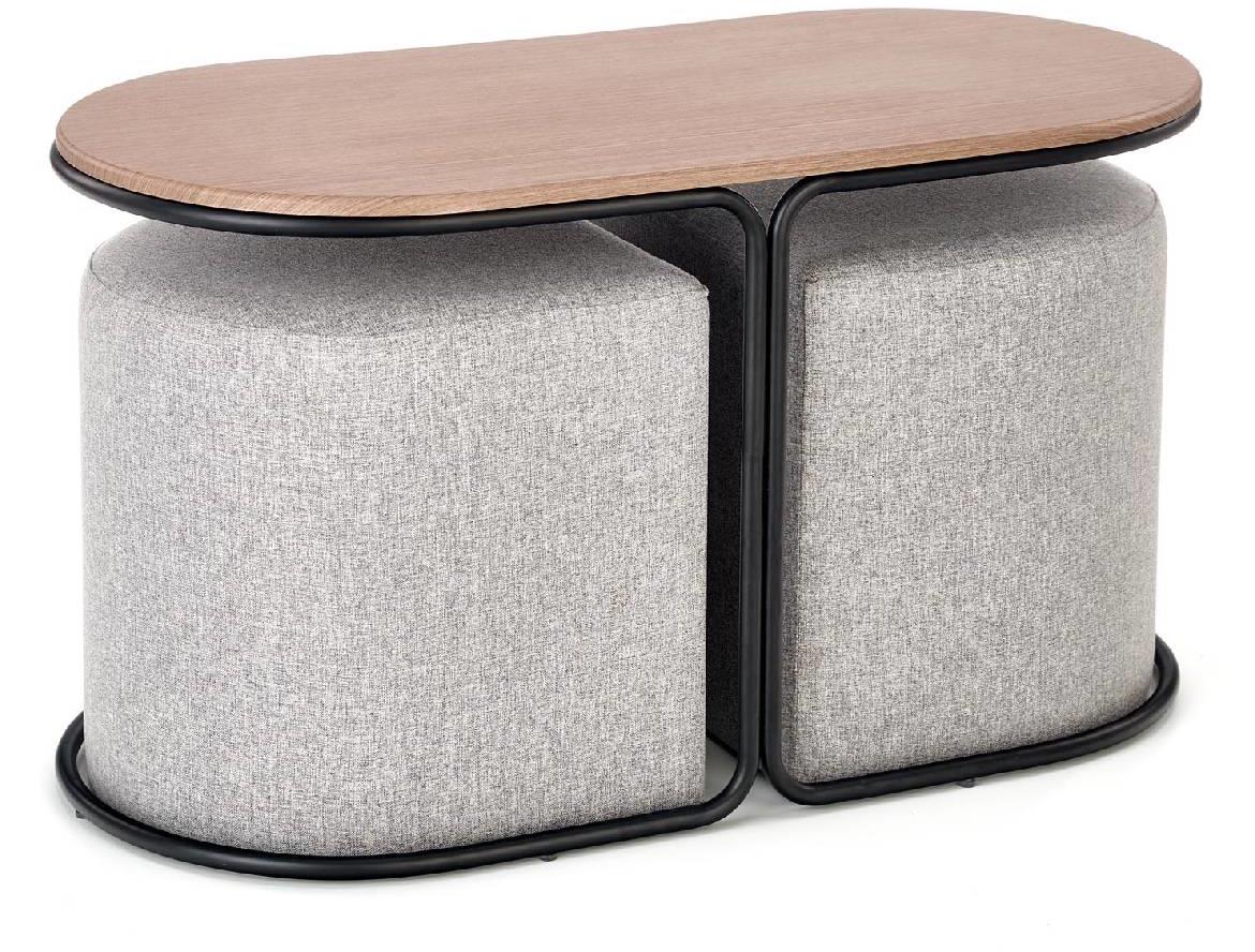 Pampa stocic+2 taburea 88x43x49 cm natur/belo/crni