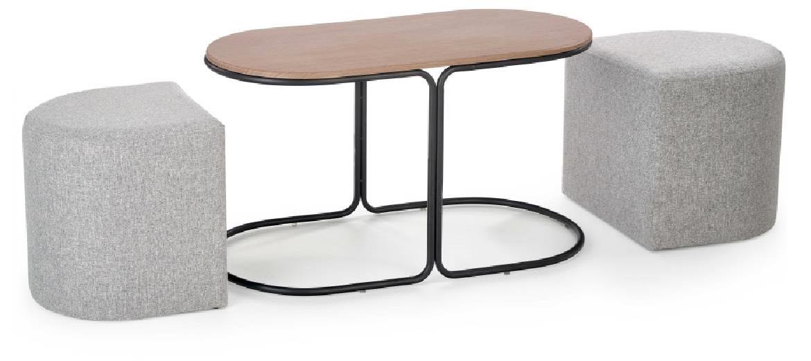 Pampa stocic+2 taburea 88x43x49 cm natur/belo/crni