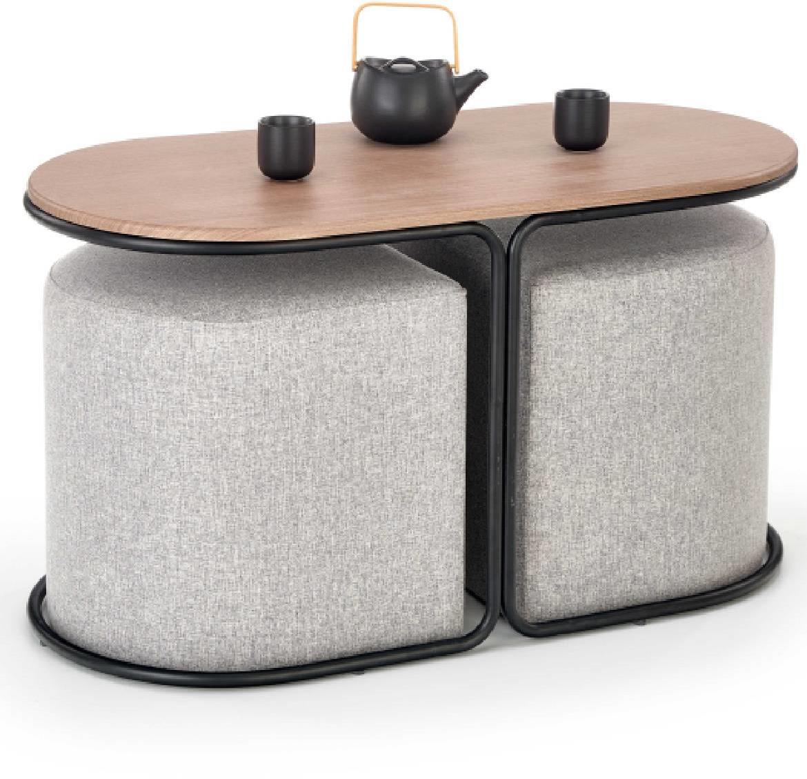 Pampa stocic+2 taburea 88x43x49 cm natur/belo/crni
