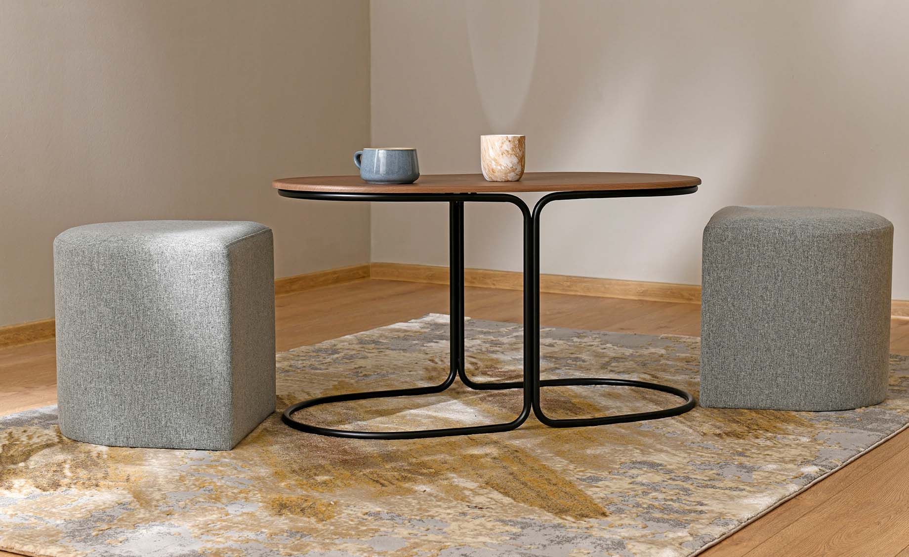 Pampa stocic+2 taburea 88x43x49 cm natur/belo/crni