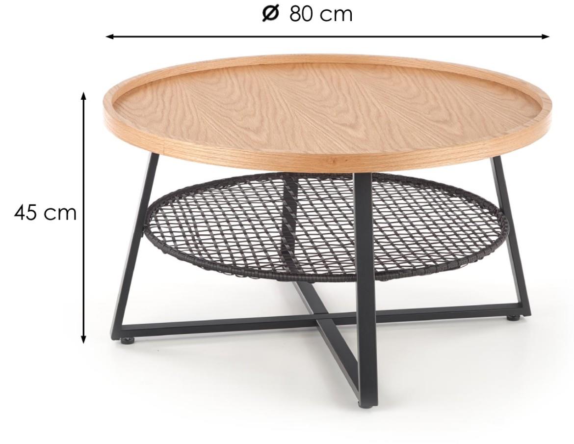 Florence stocic 1 polica 80x80x45 cm hrast/crni metal