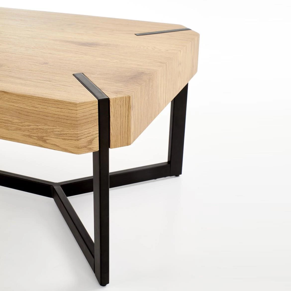 Lavida klub sto 110x60x43 cm hrast/crni metal
