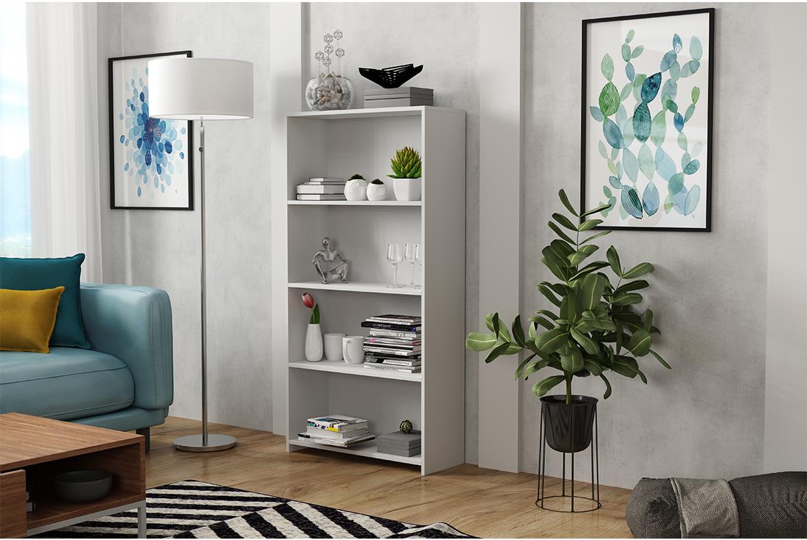 Zoe II polica 4 otvora 80x30x145 cm bela