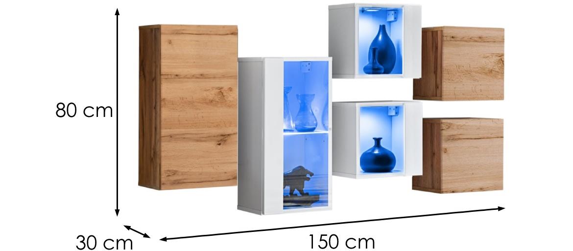 Switch IV set visecih ormarica 6/1+LED natur (wotan hrast)/beli