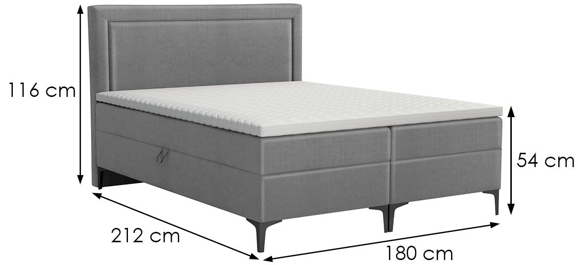 Tempe boxspring krevet 180x212x116 cm siva