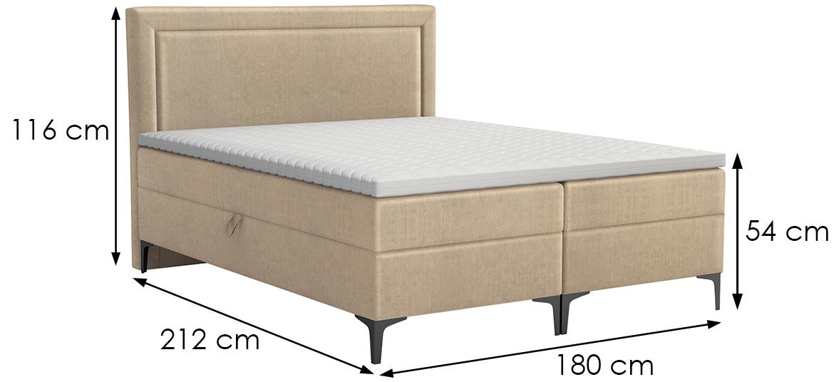 Tempe boxspring krevet 180x212x116 cm bež