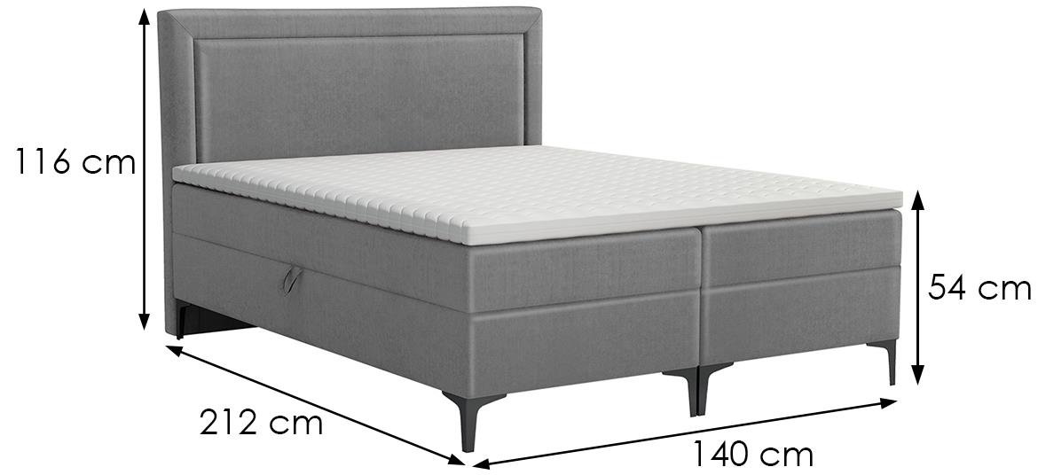 Tempe boxspring krevet 140x212x116 cm sivi