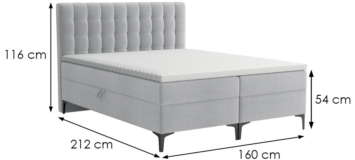 Arles boxspring krevet 160x212x116 cm sivi