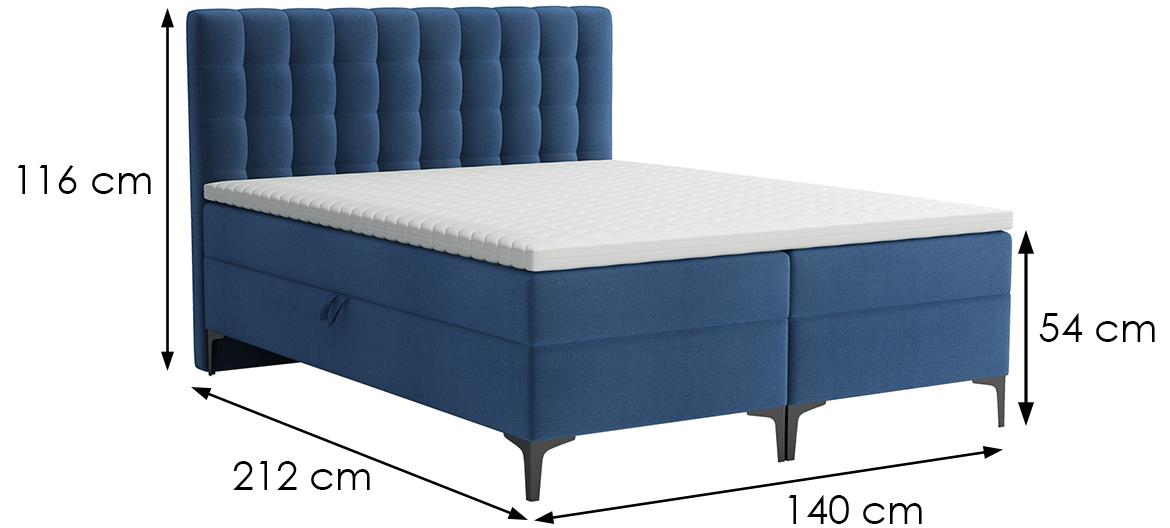 Arles boxspring krevet 140x212x116 cm plavi