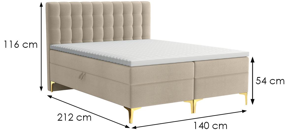 Arles boxspring krevet 140x212x116 cm bež