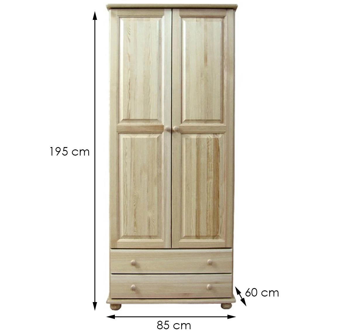 Ormar 2 vrata+2 fioke 87x60x202 cm natur