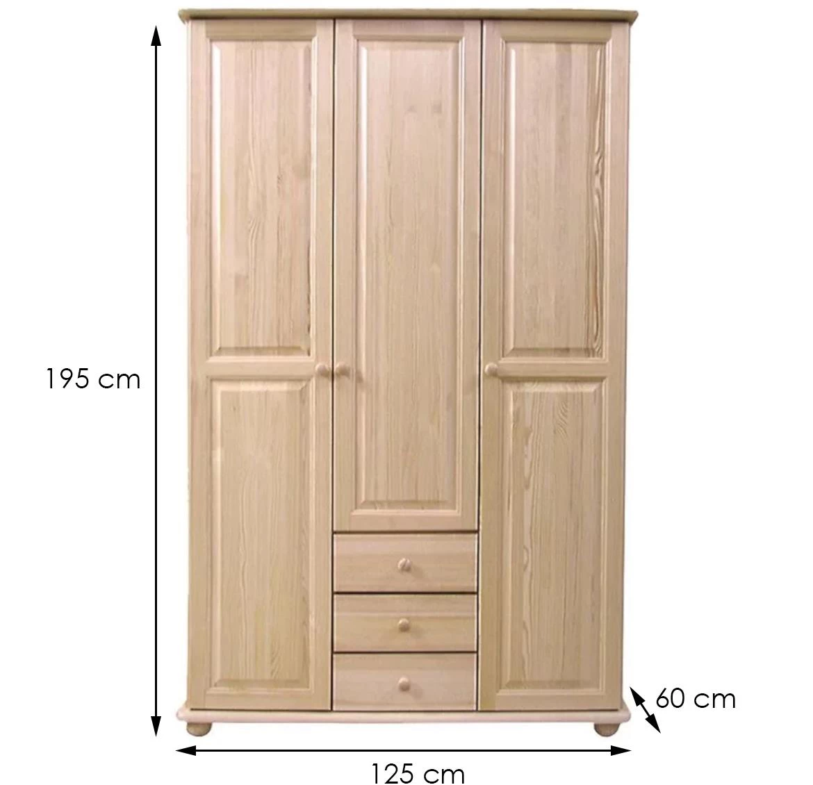 Ormar 141A 3 vrata+3 fioke 127x60x202 cm natur